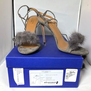 NWT Aquazzura Mink Fur Sandal Stilettos